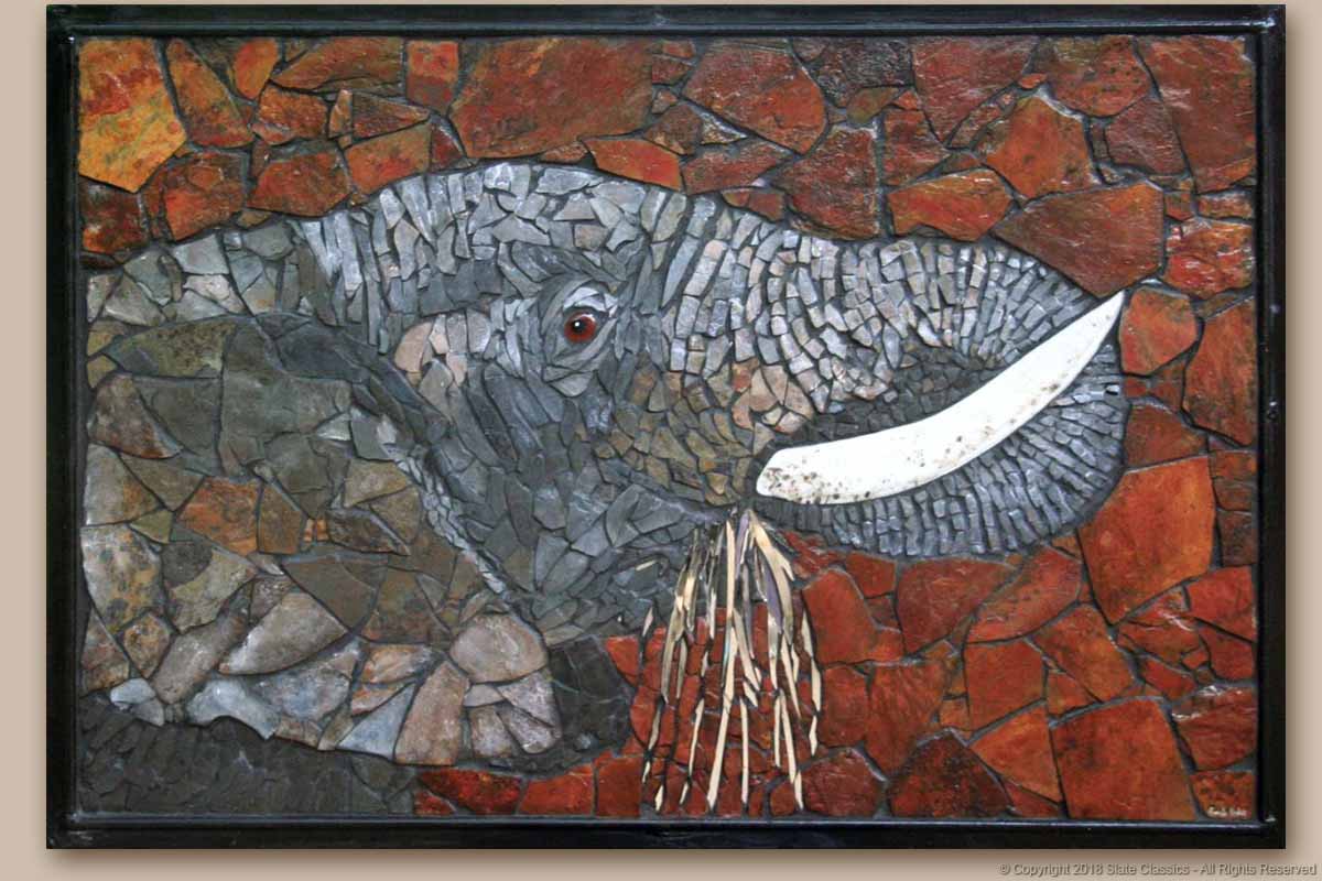 Elephant - slate mosaic art