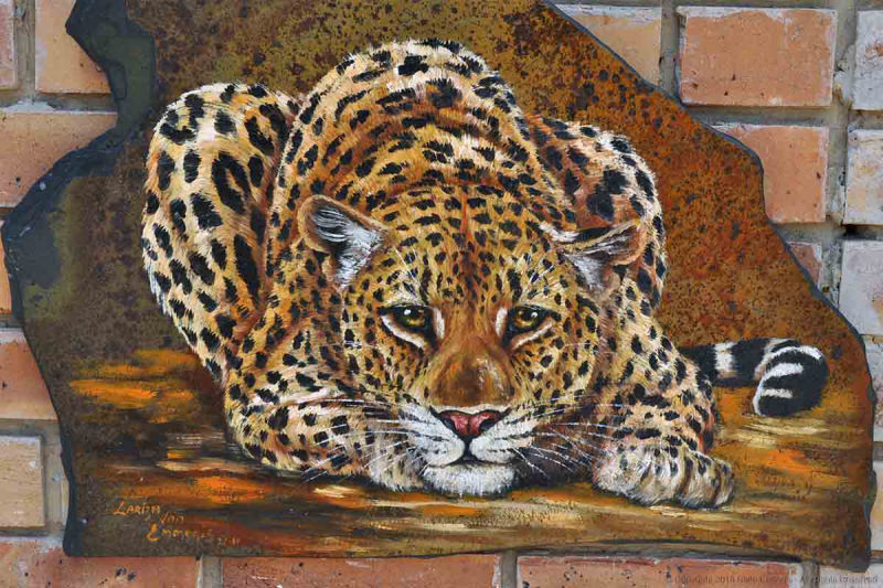 Leopard by Lariza on slate tile