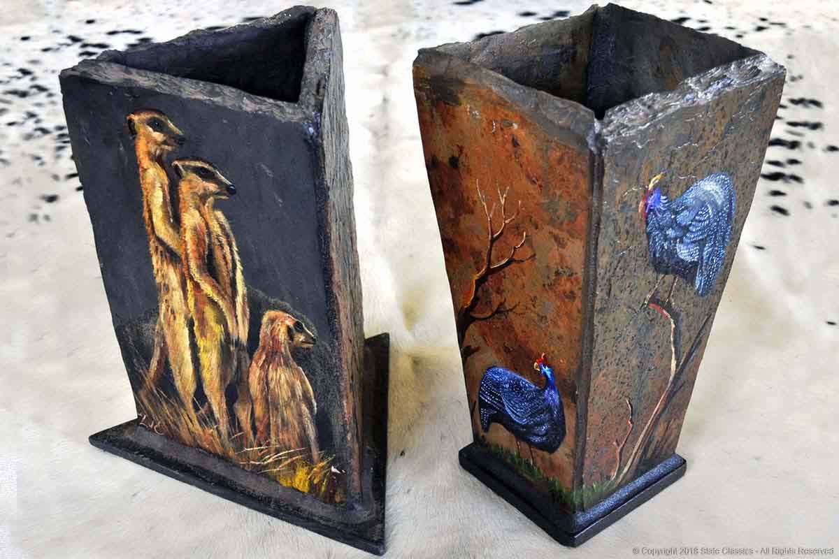 Painted slate vases (art by Lariza)