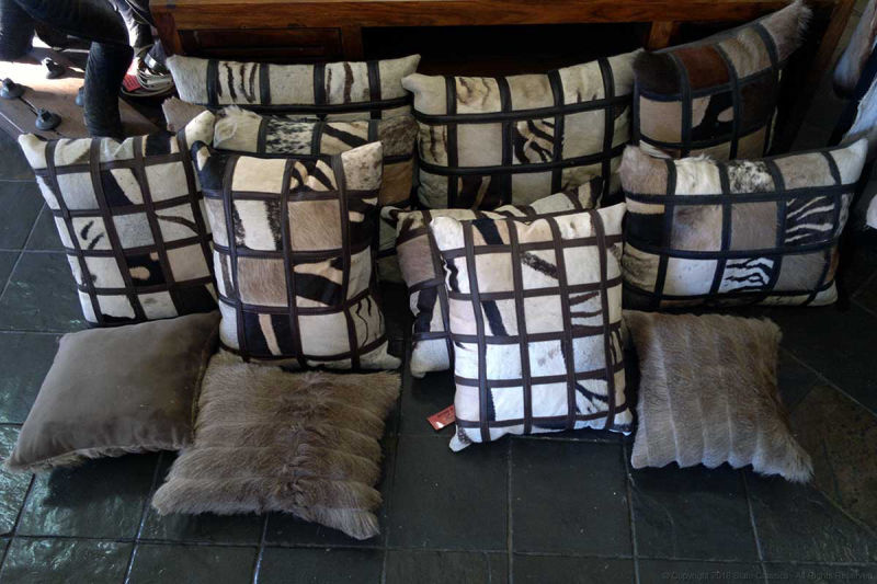 Leather & pelt pillows