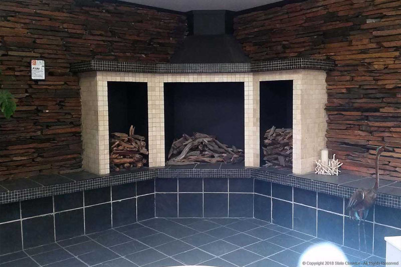 Midnight tiles in a braai area