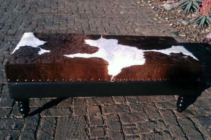Leather & pelt ottoman