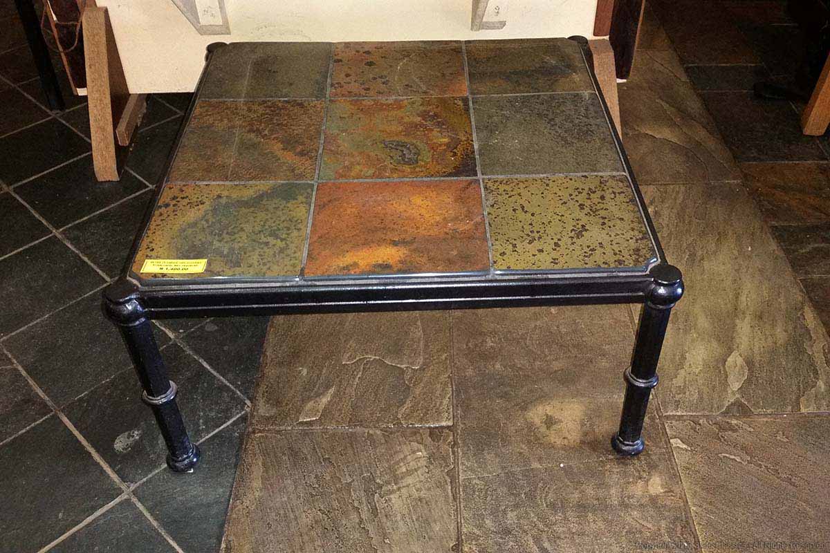 Steel coffee table - slate tile inlay