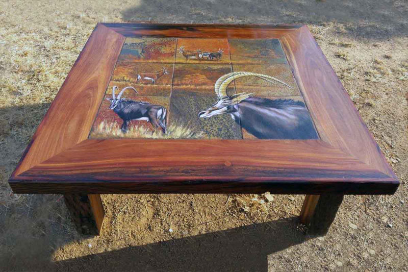 Sleeper table with painted slate top