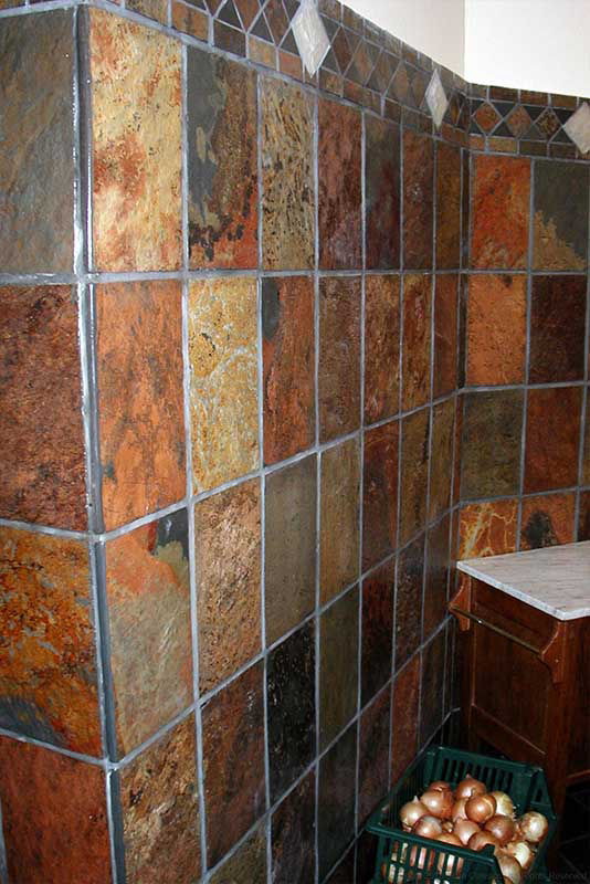 Rich Autumn tiles topped with Mosiac tile