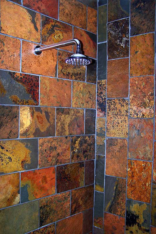 Rich Autumn wall tiles in shower